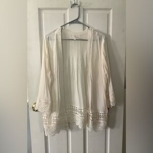 Lacy Cream Open Front Top